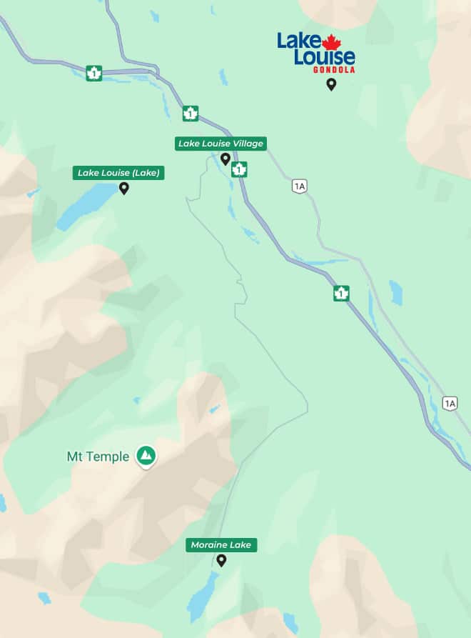 Lake Louise and Moraine Lake Map